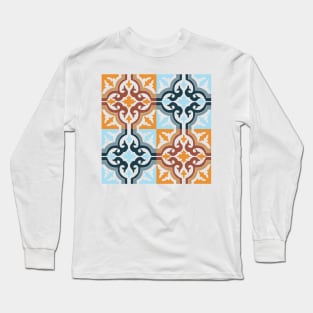 Spanish tiles two colour pattern Long Sleeve T-Shirt